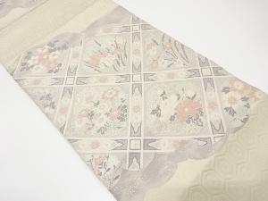 格天井に花模様織り出し袋帯